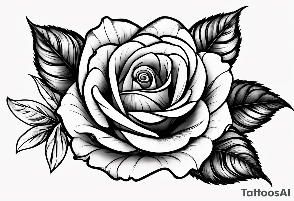 A black and white red-tailed rose with a lot of shading tattoo idea