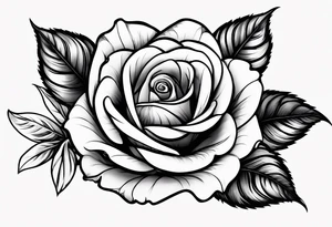 A black and white red-tailed rose with a lot of shading tattoo idea