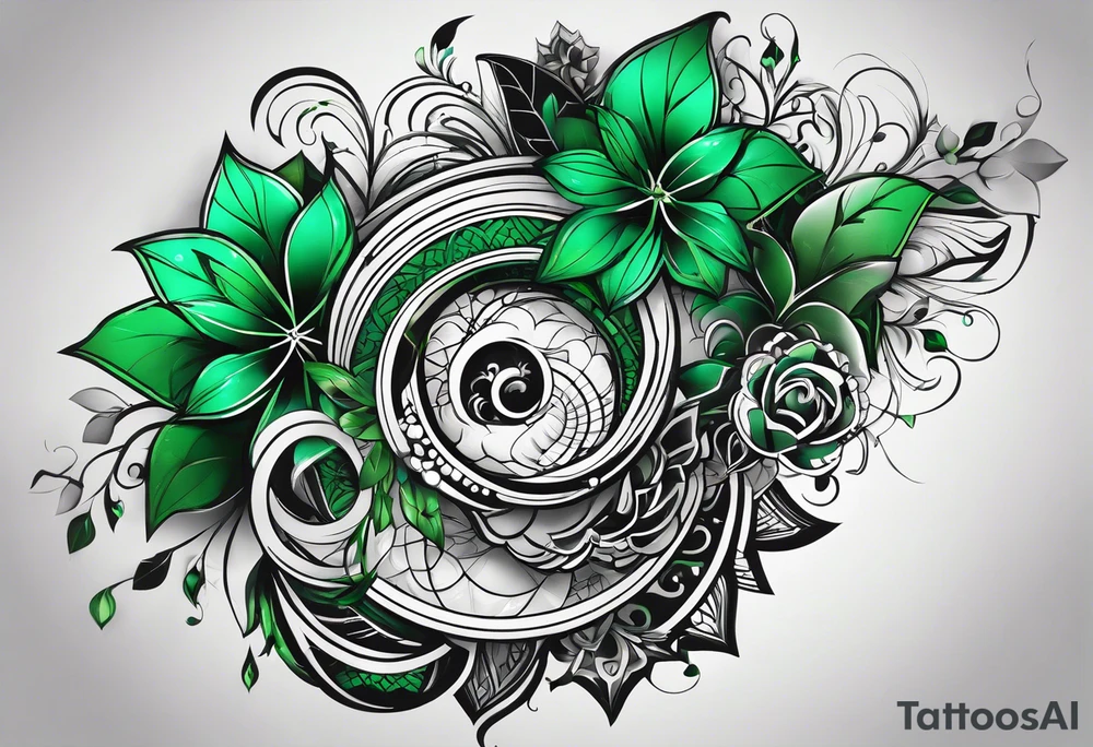 lines around wrist, abstract, green and black, covered from wrist to forearm, fully covered, no borders, blackwork, no people tattoo idea