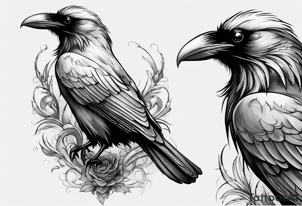 Scary ravens sleeve tattoo idea