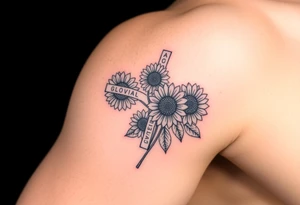 Crossword puzzle with sunflowers with names Gloria, ariel, herbert, camila, kenny tattoo idea
