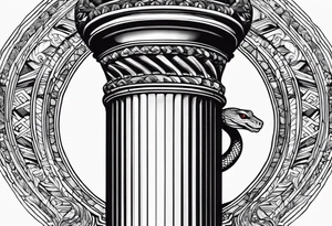 A grecque column with a snake climbing tattoo idea