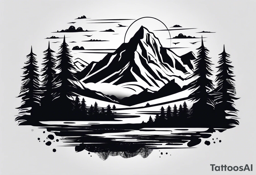 Mountain range silhouette chic tattoo idea