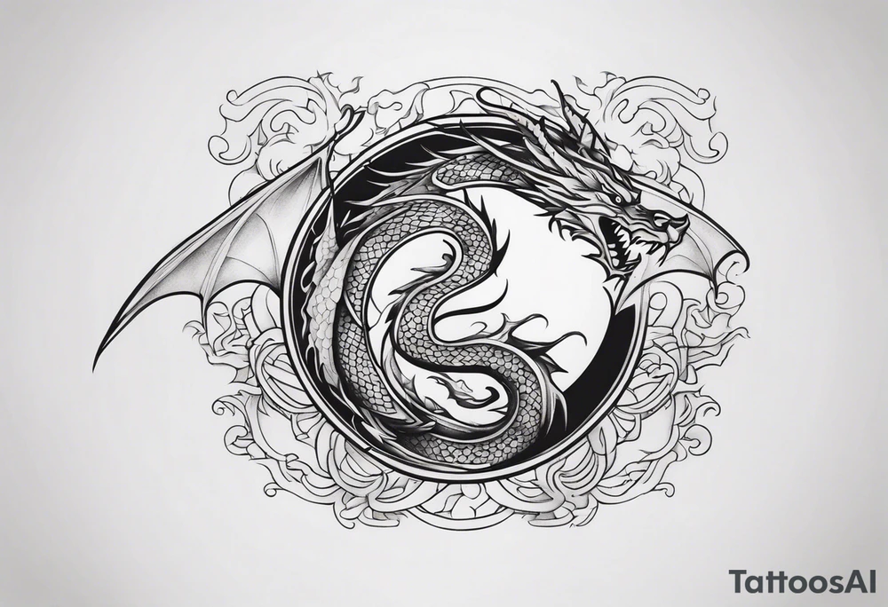 Dragon Seven number shape tattoo idea