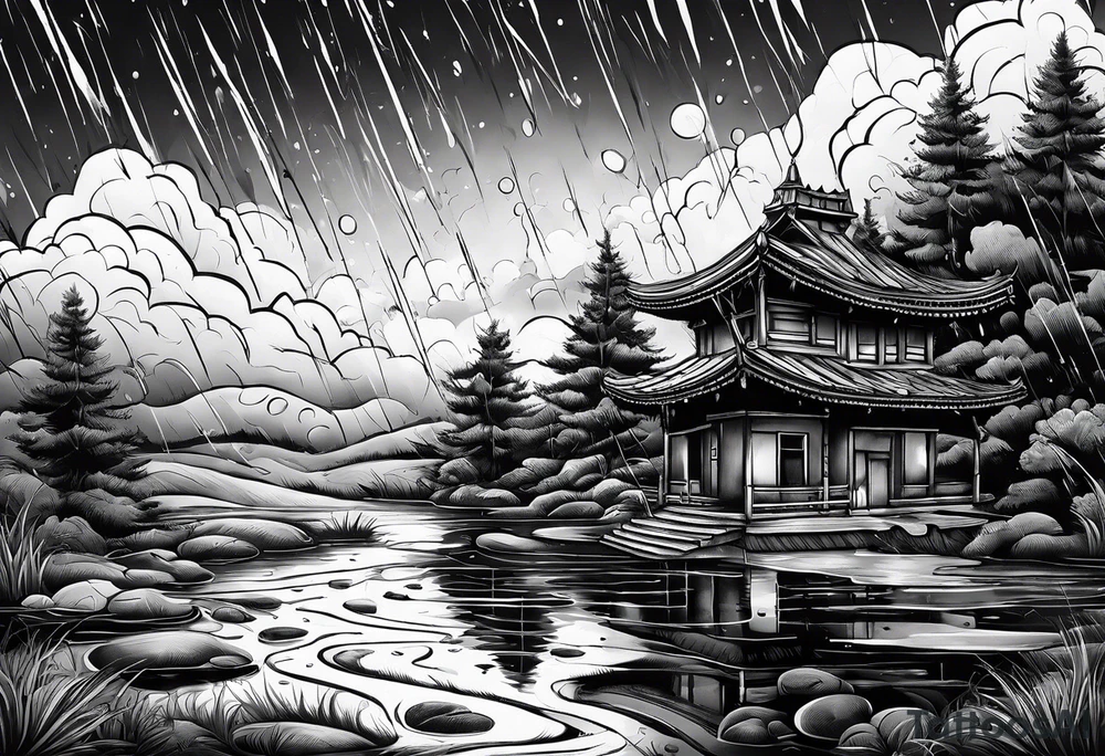 rain puddle under feet tattoo idea