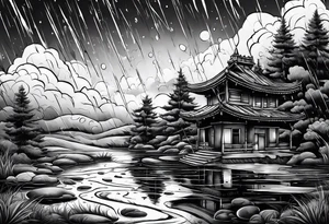 rain puddle under feet tattoo idea