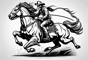 Skeleton riding bull tattoo idea