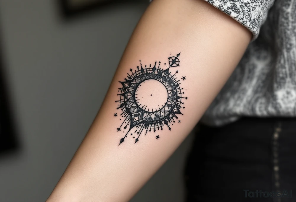 astrology moonsign aquarius in rough / mysterious aesthetic astrology inspired tattoo idea