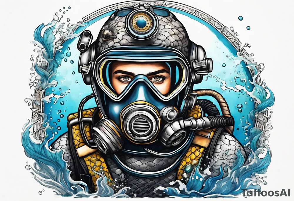 Hebrew scuba diver tattoo idea