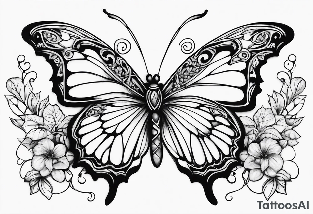 nature vines and butterflies tattoo idea