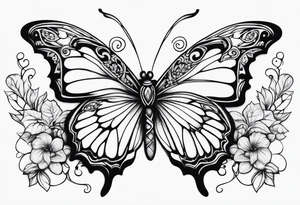 nature vines and butterflies tattoo idea