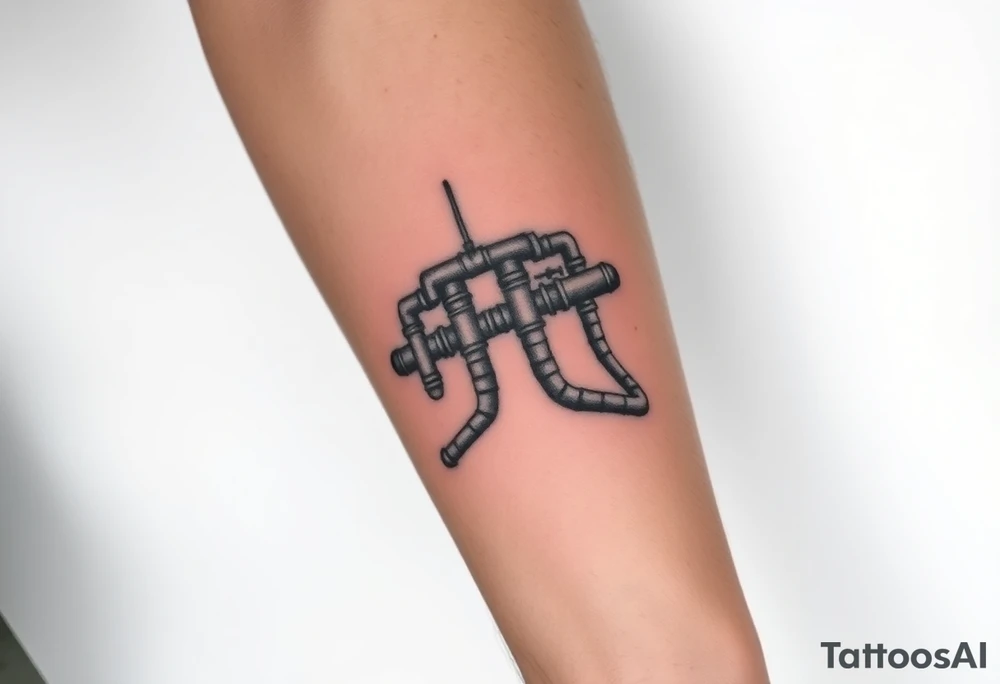 wide System of pipes that transitions and transforms outwards of sides and end into thick, widespread 
veins of forearm tattoo idea