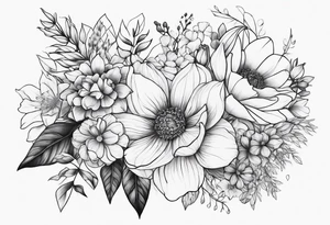 Floral Bouquet with Asher & Emmersyn tattoo idea