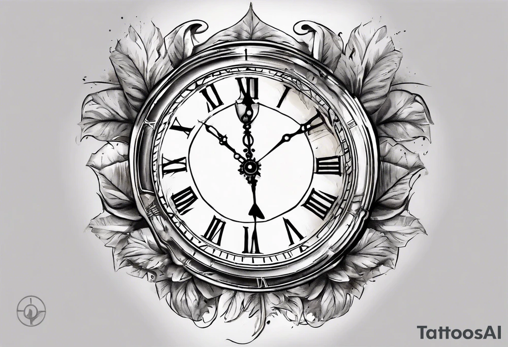 Clockface with roman numerals. Time: 00:07, date: January 21st tattoo idea