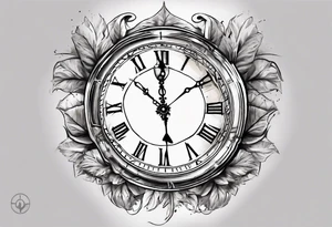 Clockface with roman numerals. Time: 00:07, date: January 21st tattoo idea
