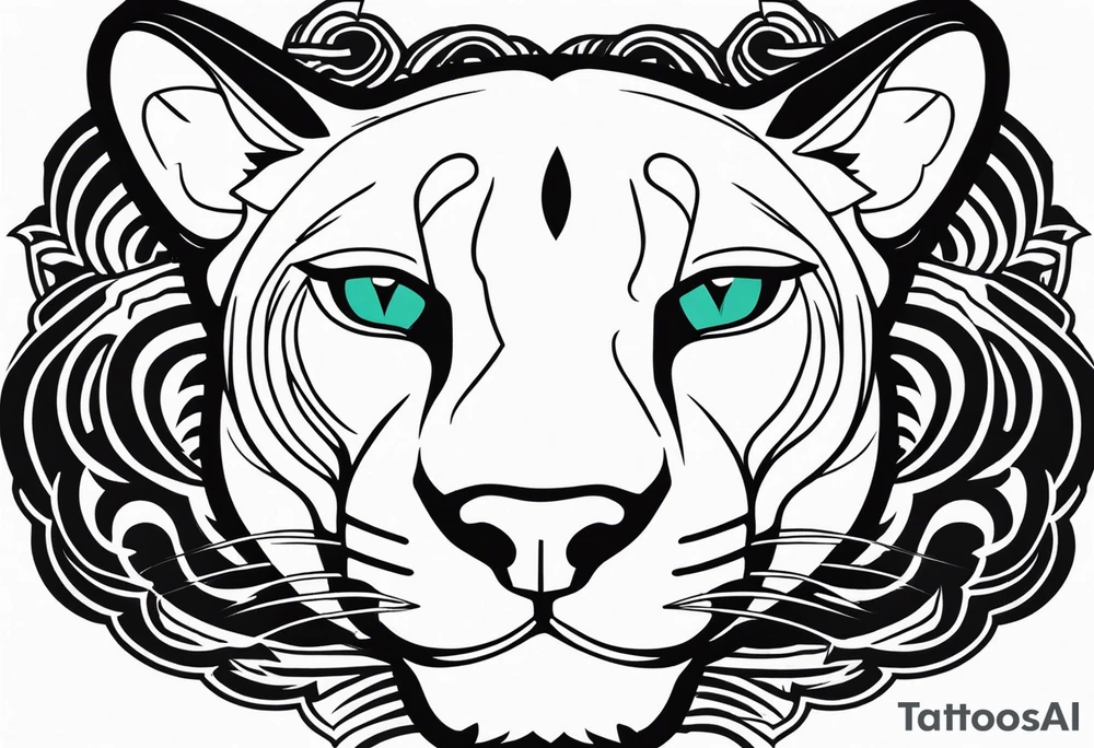 Black minimalist tattoo of a panther tattoo idea
