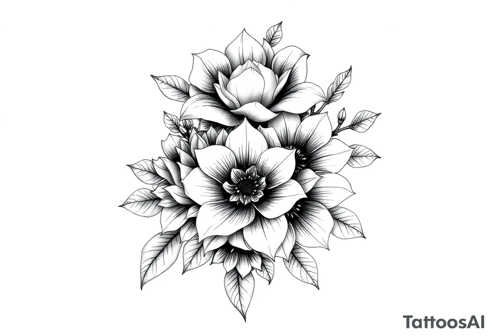 ornaments of flowers tattoo idea