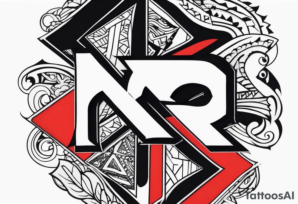 the letters A R in the middle of a ninja headband tattoo idea