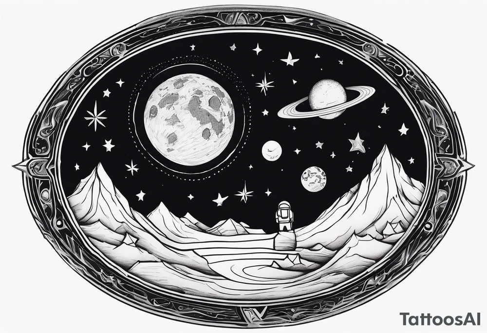 vacation on the moon tattoo idea