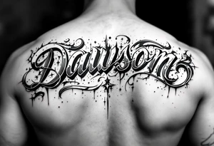 Dawson and Dakota names in a graffiti into a full tattoo sleeve tattoo idea