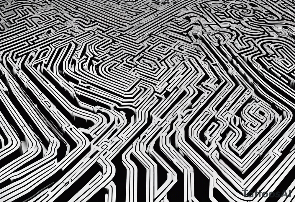labyrinth Maze train tracks straight tattoo idea