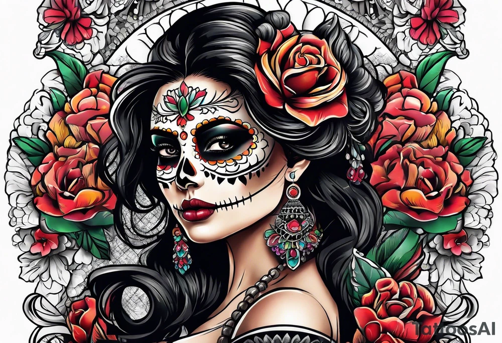 Mexico day of dead tattoo idea