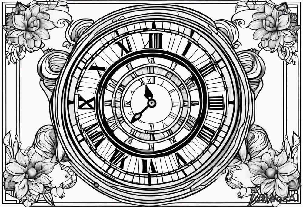 Children’s name, time piece, date of birth tattoo idea