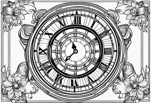 Children’s name, time piece, date of birth tattoo idea