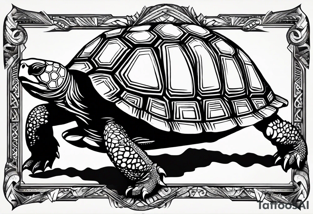 top down view of a tortoise with the name Sam engraved in the shell tattoo idea