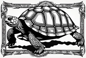 top down view of a tortoise with the name Sam engraved in the shell tattoo idea