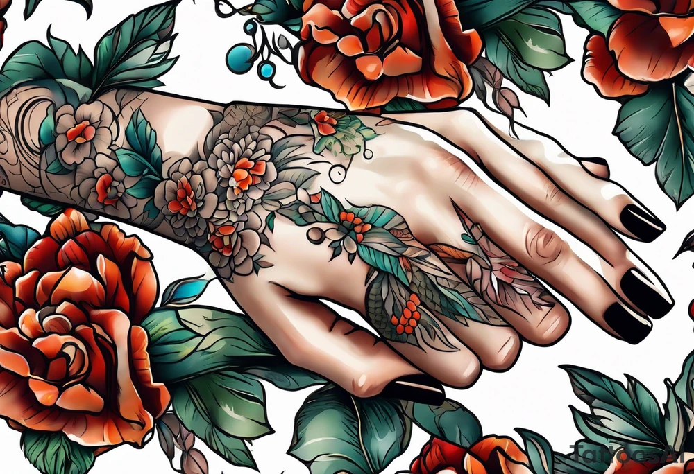 bound female hands tattoo idea