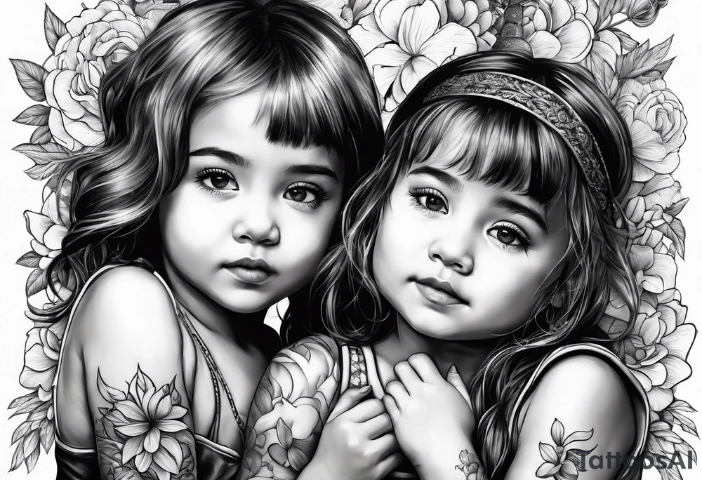 3 little Girls playing tattoo idea