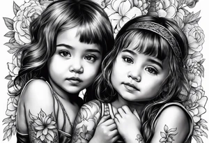 3 little Girls playing tattoo idea