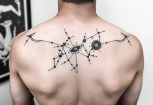 Big Virgo constellation into galaxy for leg tattoo idea