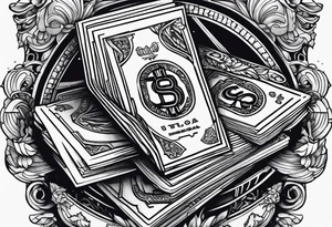 Clothes and money tattoo idea