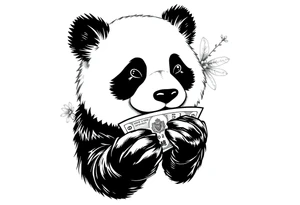 panda counting money tattoo idea