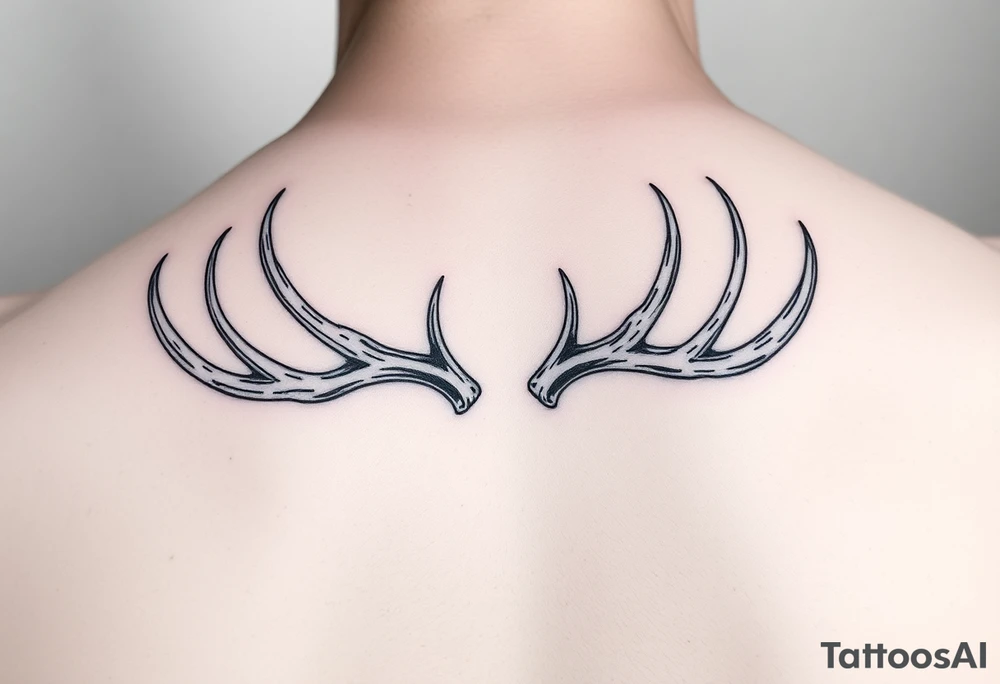 A line of intertwined elk antler sheds and deer antler sheds tattoo idea