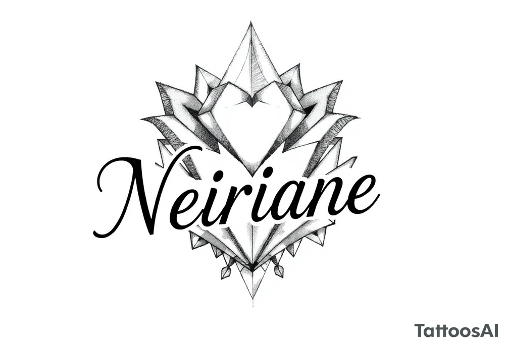 Pequena e delicada com o nome neiriane e um coração em cima pequeno tattoo idea