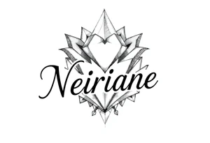Pequena e delicada com o nome neiriane e um coração em cima pequeno tattoo idea
