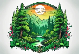 Green forest tattoo idea