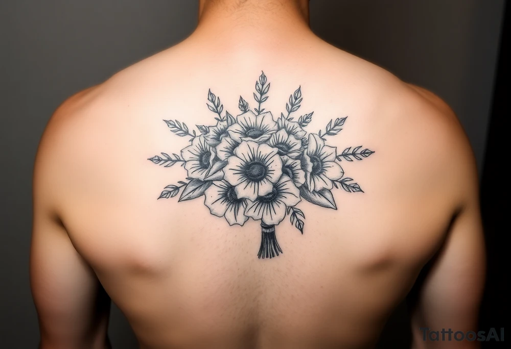 Bouquet march April may July September and October birth flowers tattoo idea