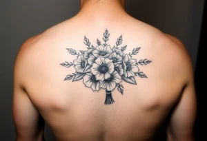 Bouquet march April may July September and October birth flowers tattoo idea