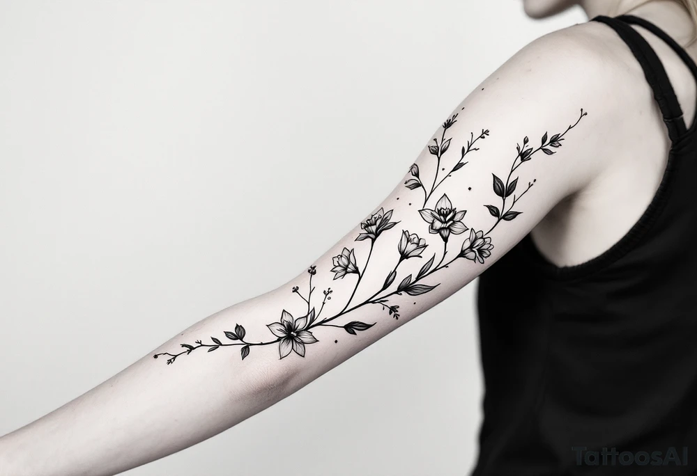 daffodils and holly flowers tattoo idea