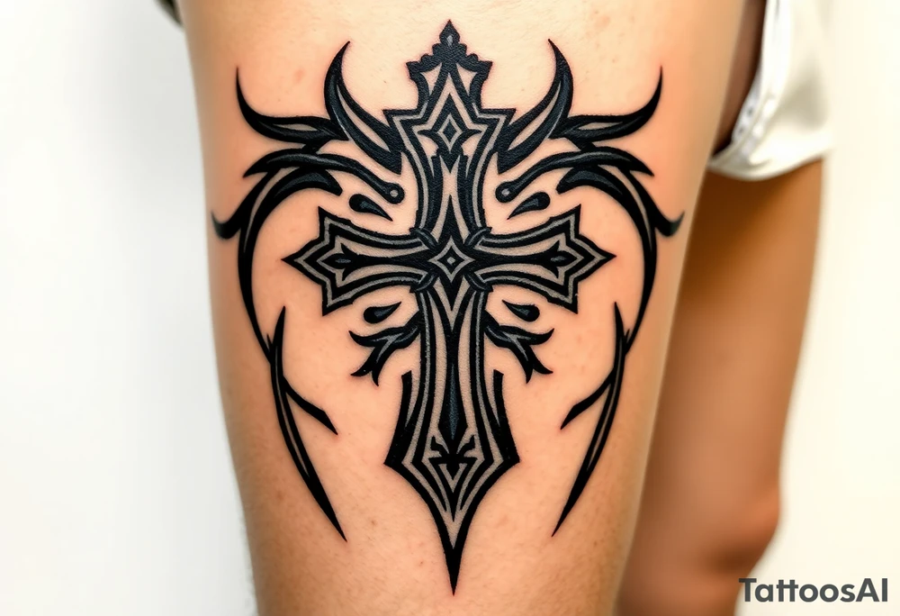 head down cross tattoo idea