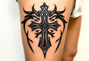head down cross tattoo idea