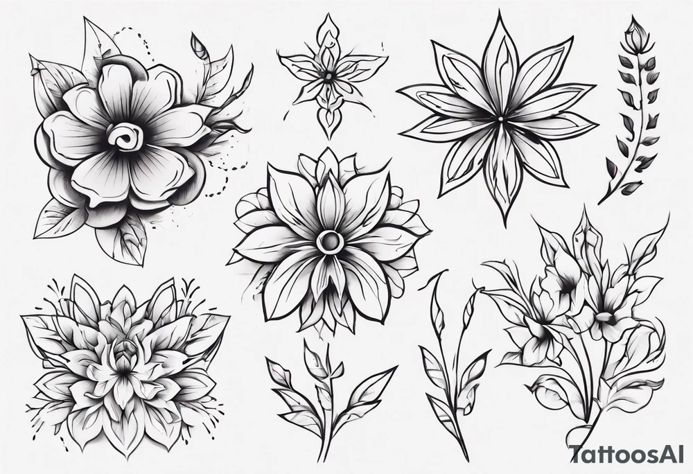 Minimalist Ornemental flower tattoo idea