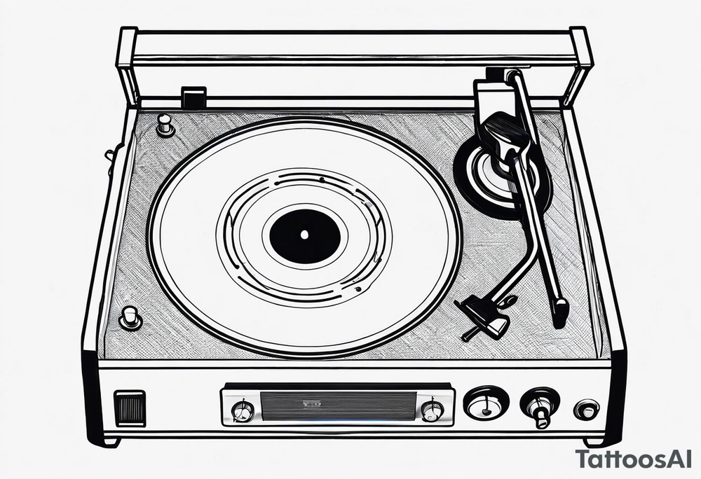 A recordplayer fineline minimalistic in one line tattoo idea
