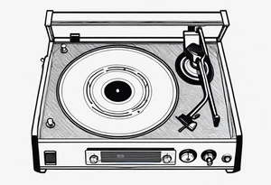 A recordplayer fineline minimalistic in one line tattoo idea