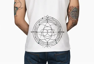 armband tattoo, masculine, narrow, horizontal with quantum bound atoms pattern tattoo idea