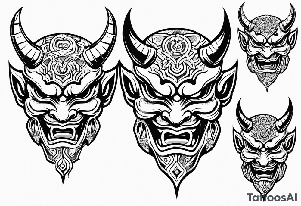 A Oni mask for protection against Evil tattoo idea
